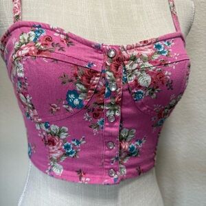 Floral Pink Crop Top by Cotton Express - Size Small